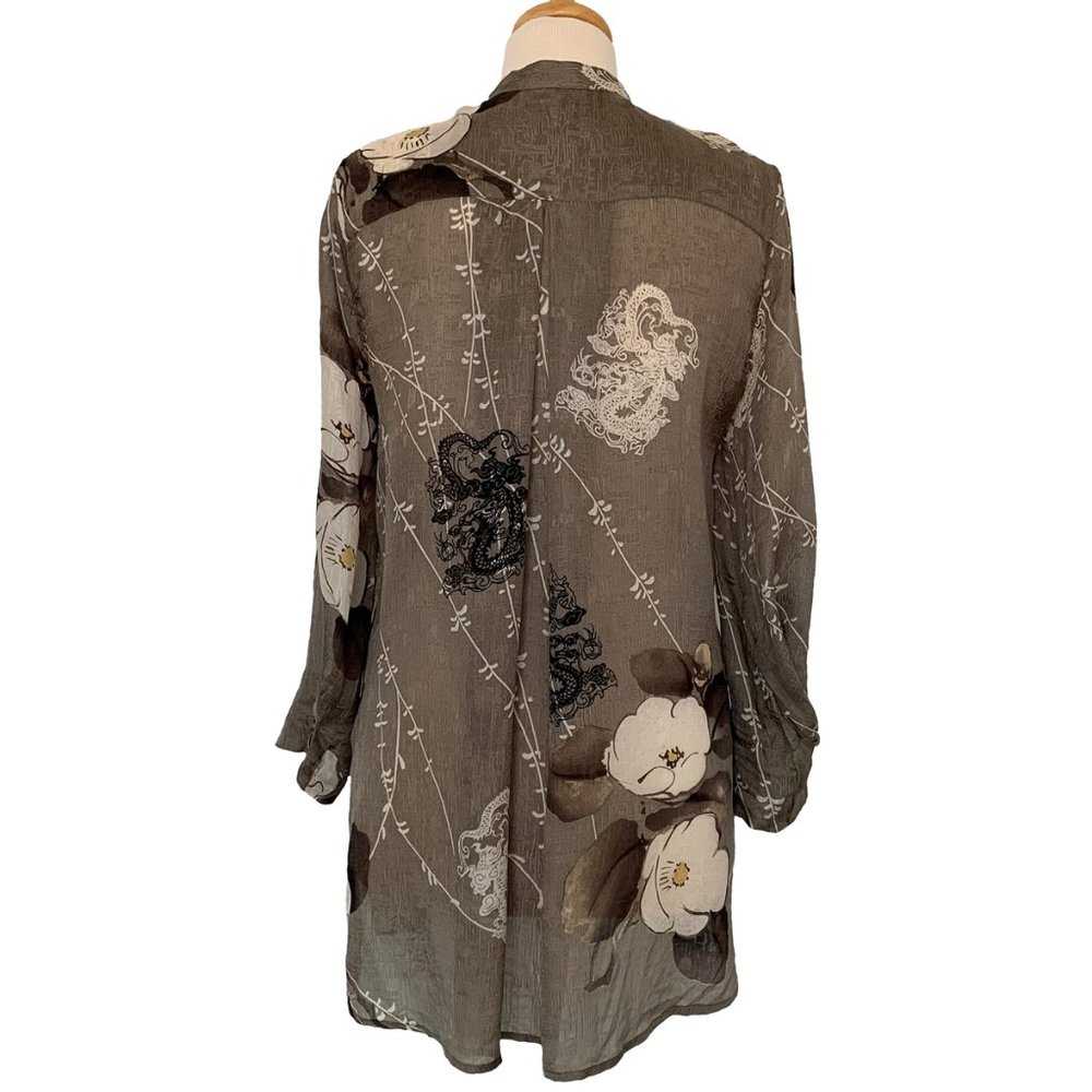 Citron Silk Button Front Tunic - Picture 2 of 5